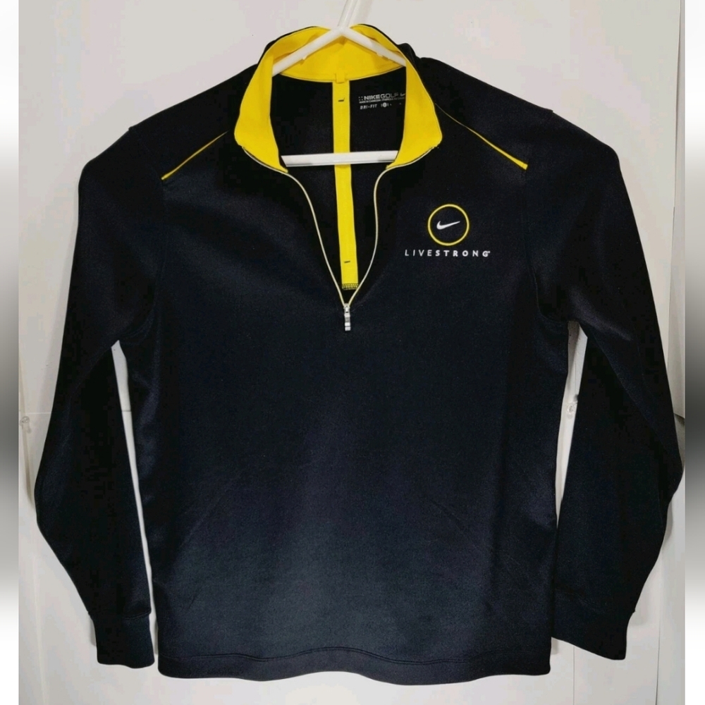 Nike Golf Dri Fit Livestrong Mens Size Large 1/2 Zip Pullover Black
